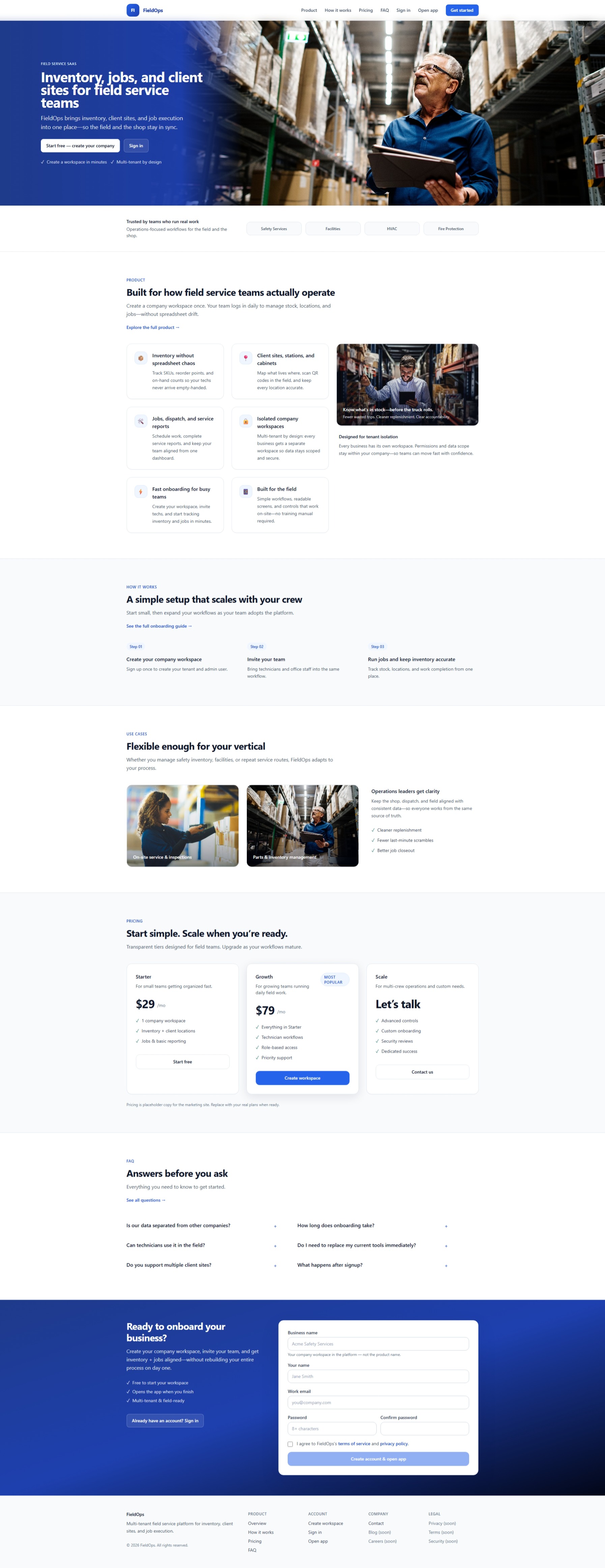 Inventory SaaS application screenshot